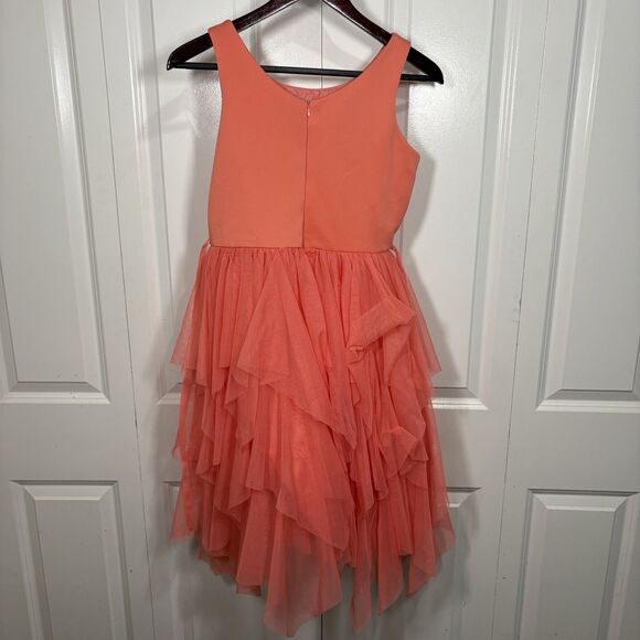 Emily West Girls Dress 16 Coral Tulle Party Formal Prom Dance Special Occasion - Picture 2 of 8
